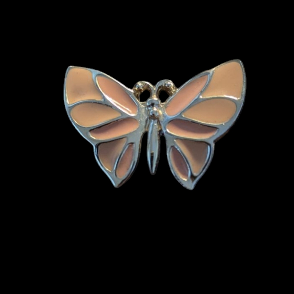 Elegant Butterfly Pin/Brooch in Gold and Peach